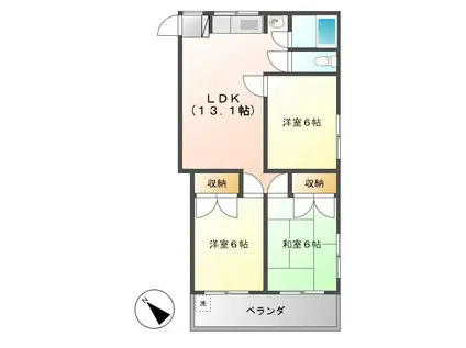 サンリッチ大矢知(3LDK/3階)の間取り写真