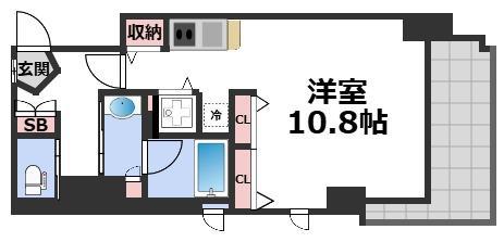 アーバネックス北浜(ワンルーム/10階)の間取り写真
