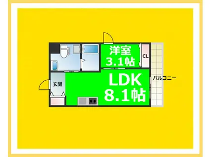 ラシーヌ日本橋(1LDK/12階)の間取り写真