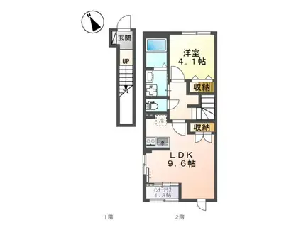 スターテラスII古志原(1LDK/2階)の間取り写真