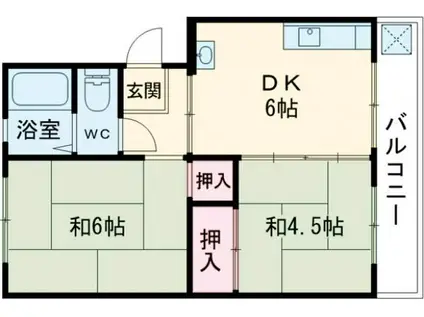 第一中村ビル(2DK/2階)の間取り写真