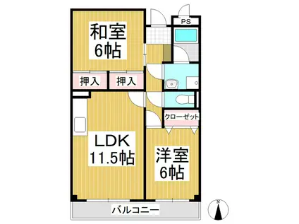 リンピアあっぷる(2LDK/2階)の間取り写真