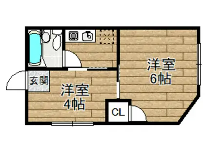 ポップ高槻スクール・レディースマンション(2K/3階)の間取り写真