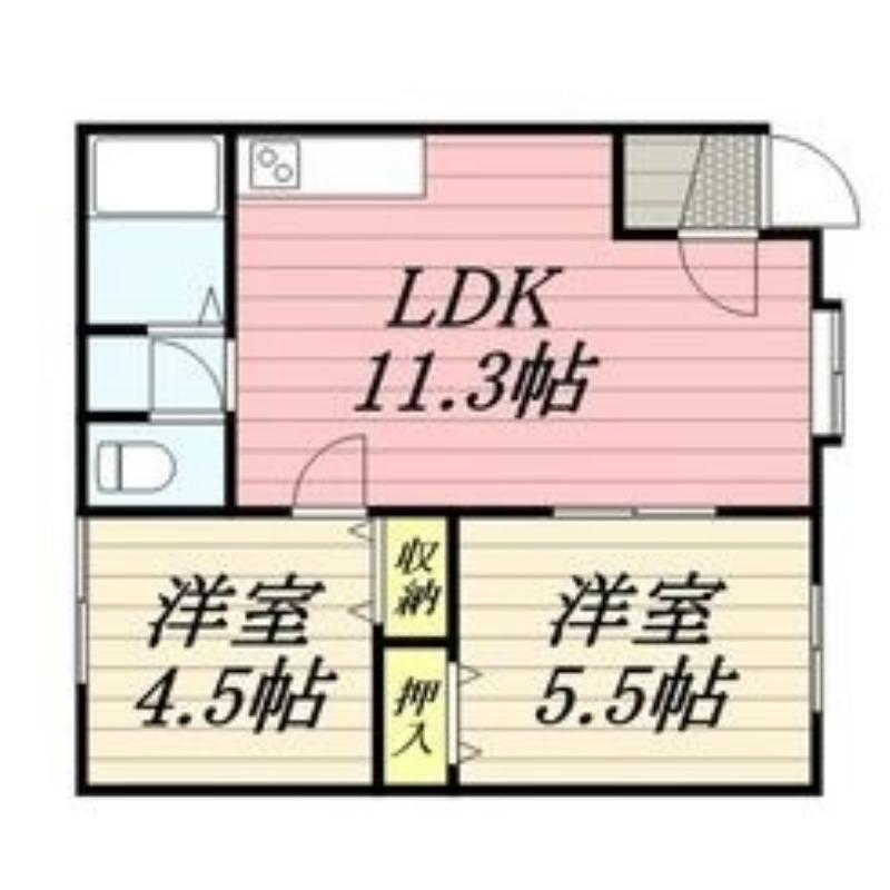 グランドハイツ手稲(2LDK/2階)の間取り写真