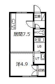 マンション武田I(1DK/1階)の間取り写真