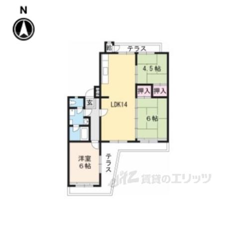 びわ湖美空第2団地8号棟(3LDK/2階)の間取り写真
