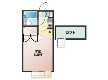 フラットソレイユ(1K/2階)の間取り写真