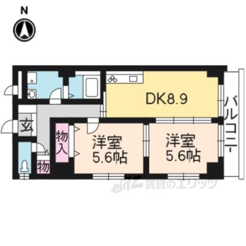 クッキィー3(2DK/3階)の間取り写真