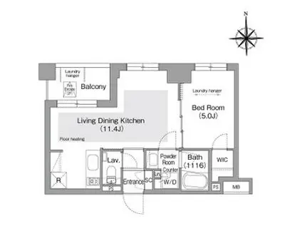コンフォリア・リヴ文京護国寺(1LDK/1階)の間取り写真