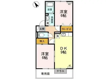 コルヌスガーデン B(2DK/1階)の間取り写真