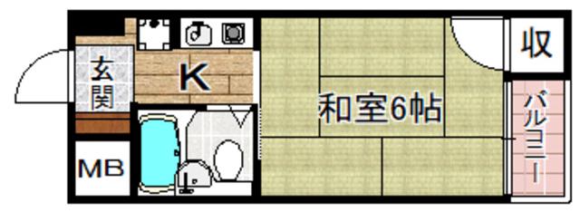 ハイツ江東Ⅱ(1K/1階)の間取り写真