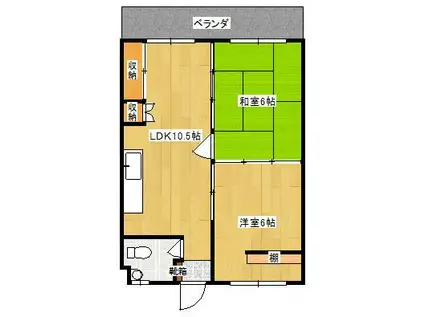 オーシャンパレス大平(2LDK/2階)の間取り写真