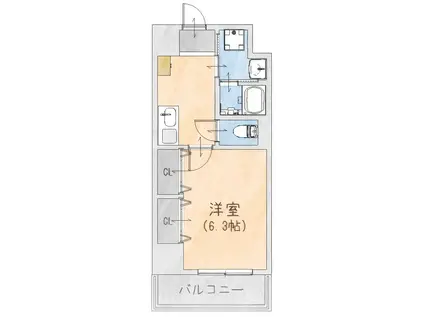 CELESTE大久保新田(1K/6階)の間取り写真