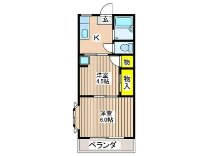 キャッスルハイツ(2K/1階)の間取り写真