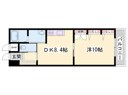 リッチ・キャッスルI(1DK/4階)の間取り写真