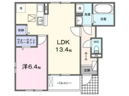 プレミアスペースI(1LDK/1階)の間取り写真