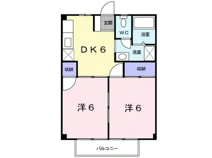 シャロル内原(2DK/2階)の間取り写真
