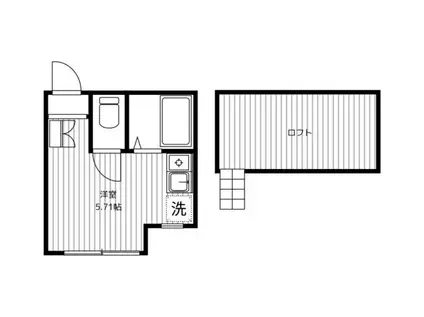 G・Aヒルズ山手IIA棟(ワンルーム/2階)の間取り写真