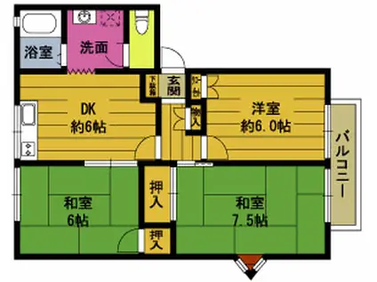 フレグランス聖(3DK/1階)の間取り写真