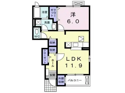 トパ-ズA(1LDK/1階)の間取り写真