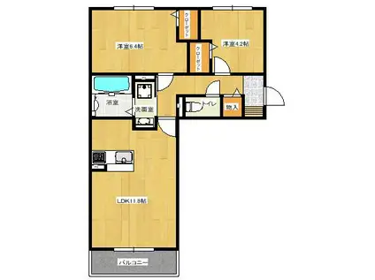 パークヴィラ合志V(2LDK/1階)の間取り写真