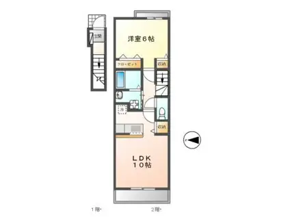プチ・パステ-クII(1LDK/2階)の間取り写真