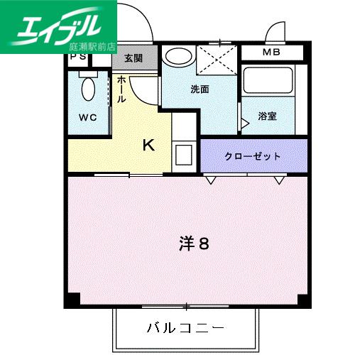 ミレニアムハイツ(1K/1階)の間取り写真