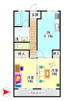 大建アーバンハイツ(2LDK/2階)の間取り写真