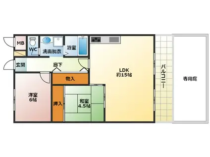ウッドファイブ2(2LDK/1階)の間取り写真