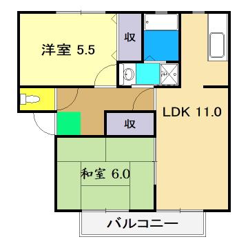 コーポシスル(2LDK/2階)の間取り写真