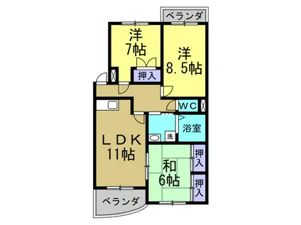 ルシアンII(3LDK/2階)の間取り写真