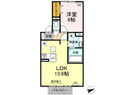 プロムナード デュオ(1LDK/1階)の間取り写真