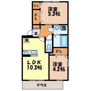 令京ヒラキ(2LDK/1階)の間取り写真