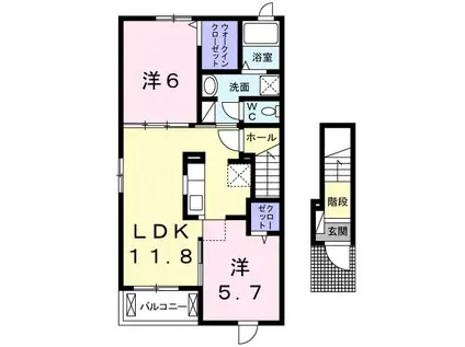 グラシオッソ(2LDK/2階)の間取り写真