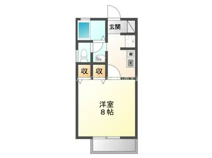 シャンテ・ラ・ヴィ北島 ウエスト(1K/2階)の間取り写真