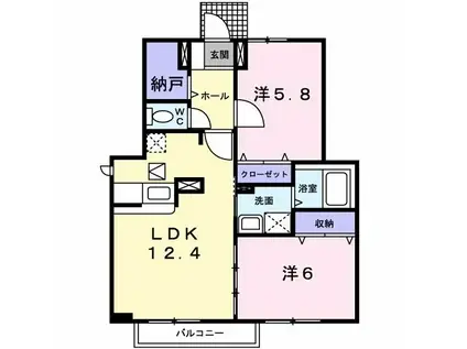 リアーレ(2LDK/1階)の間取り写真