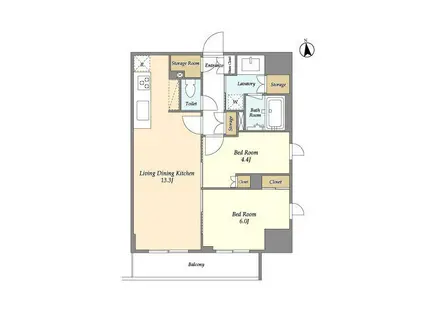 LASANTE 上野(2LDK/11階)の間取り写真