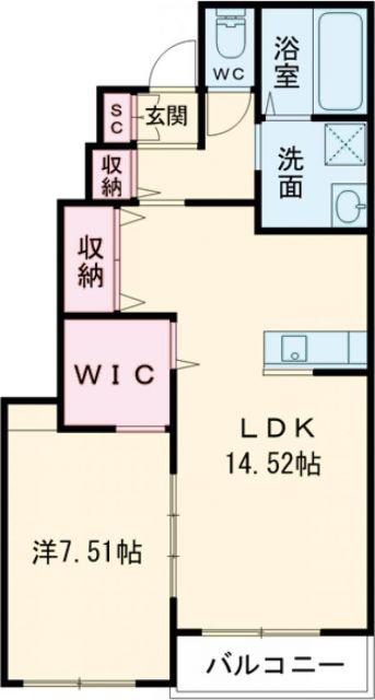 AFC RESIDENCE 海老島(1LDK/1階)の間取り写真