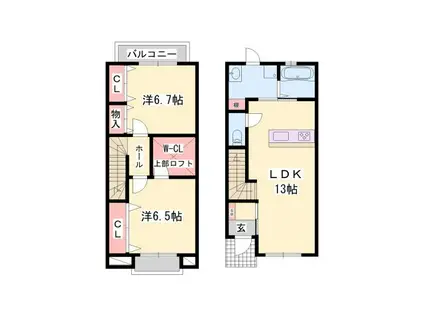 ルッソ スパジオA(2LDK/1階)の間取り写真