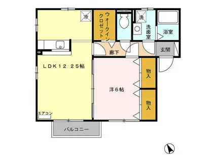 ウィルモア・リブレ A(1LDK/2階)の間取り写真