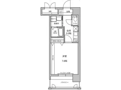 アクタス西公園アーバル(1K/4階)の間取り写真
