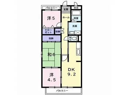 エスポワールII(3DK/4階)の間取り写真