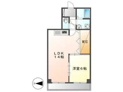 シャンポール古出来(1LDK/9階)の間取り写真