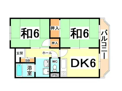 コーポ西台(2DK/4階)の間取り写真