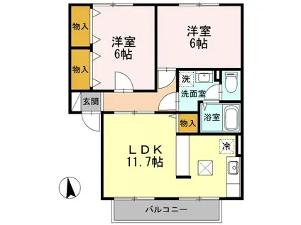 メゾンロゼールA(2LDK/1階)の間取り写真