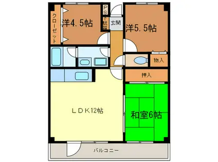 アーク八品(3LDK/3階)の間取り写真