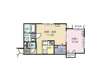 パインホーム(1LDK/1階)の間取り写真