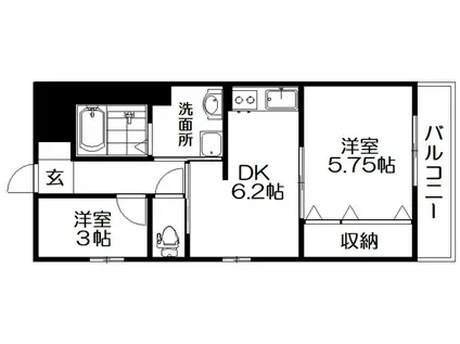 アルファクラージュ3(2DK/4階)の間取り写真