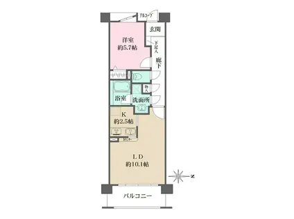 アボリアスコート笹塚イースト(1LDK/3階)の間取り写真