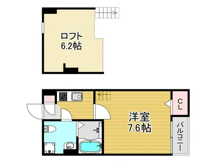 ALBERO ALTO(1K/2階)の間取り写真